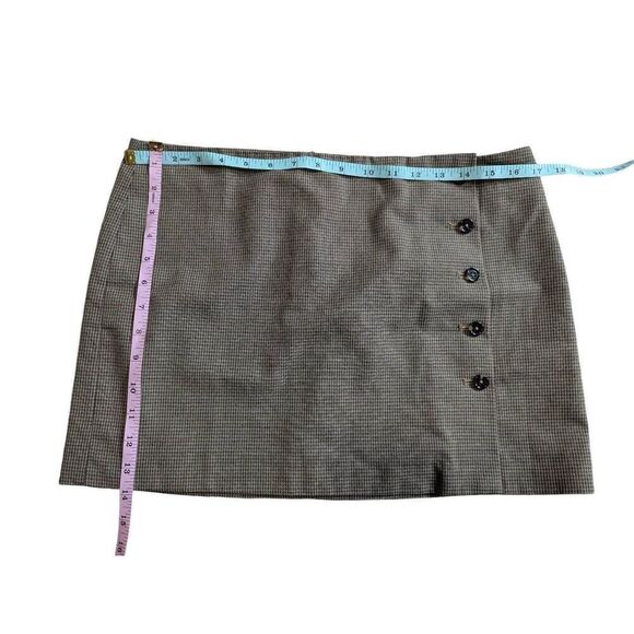 MNG houndstooth brown A-line mini skirt Medium - Picture 2 of 7